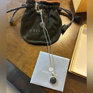 John Hardy Bamboo Silver Small Round Black Sapphire Pendant Chain Necklace, 18"